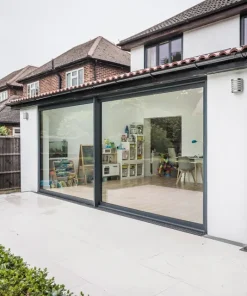 2 panel uPVC sliding patio door external view on house