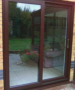 Wood uPVC Sliding 2 Pane Patio Door