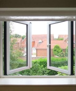 open white uPVC casement window internal view