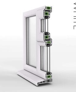 White uPVC casement window cross section