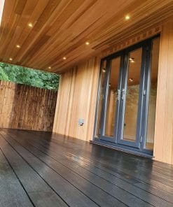 external view on annex of Anthracite Grey French Doors with Side Panels