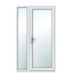 white uPVC single door from AWM glass and glazing