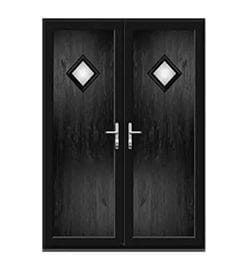 Black French Door with Woodrow Diamond Glazed Panel