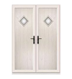 Cream French Door with Woodrow Diamond Glazed Panel