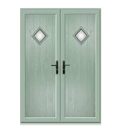 Green Chartwell French Door with Woodrow Diamond Glazed Panel
