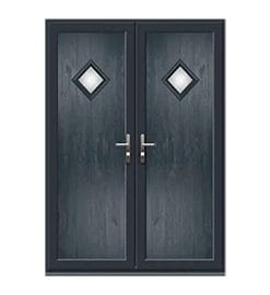 Anthracite Grey French Door with Woodrow Diamond Glazed Panel
