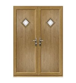 Irish Oak French Door with Woodrow Diamond Glazed Panel