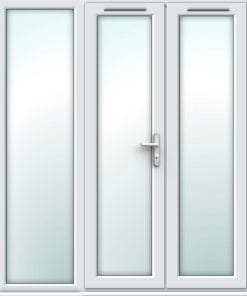 White uPVC French Doors with wide Side Panel