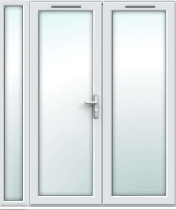 White uPVC French Doors with Narrow Side Panel