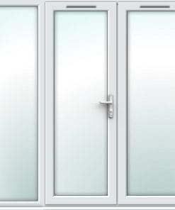 White uPVC French Doors with wide Side Panel