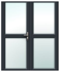 black french door with midrails