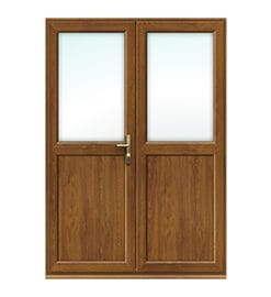 Golden Oak French Door with Half Panel